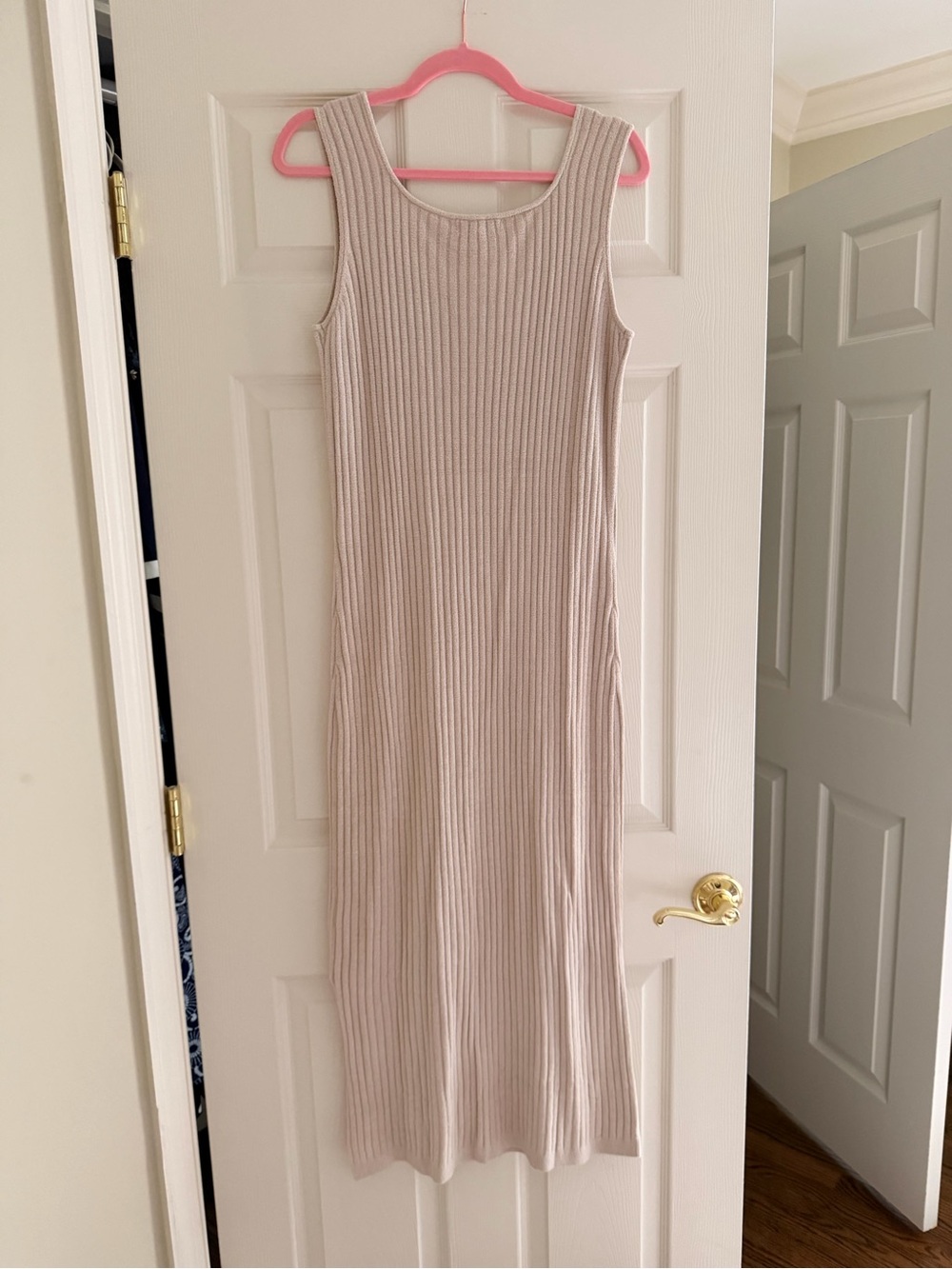 Barefoot Dreams Ribbed Sleeveless Midi Dress in Light Beige